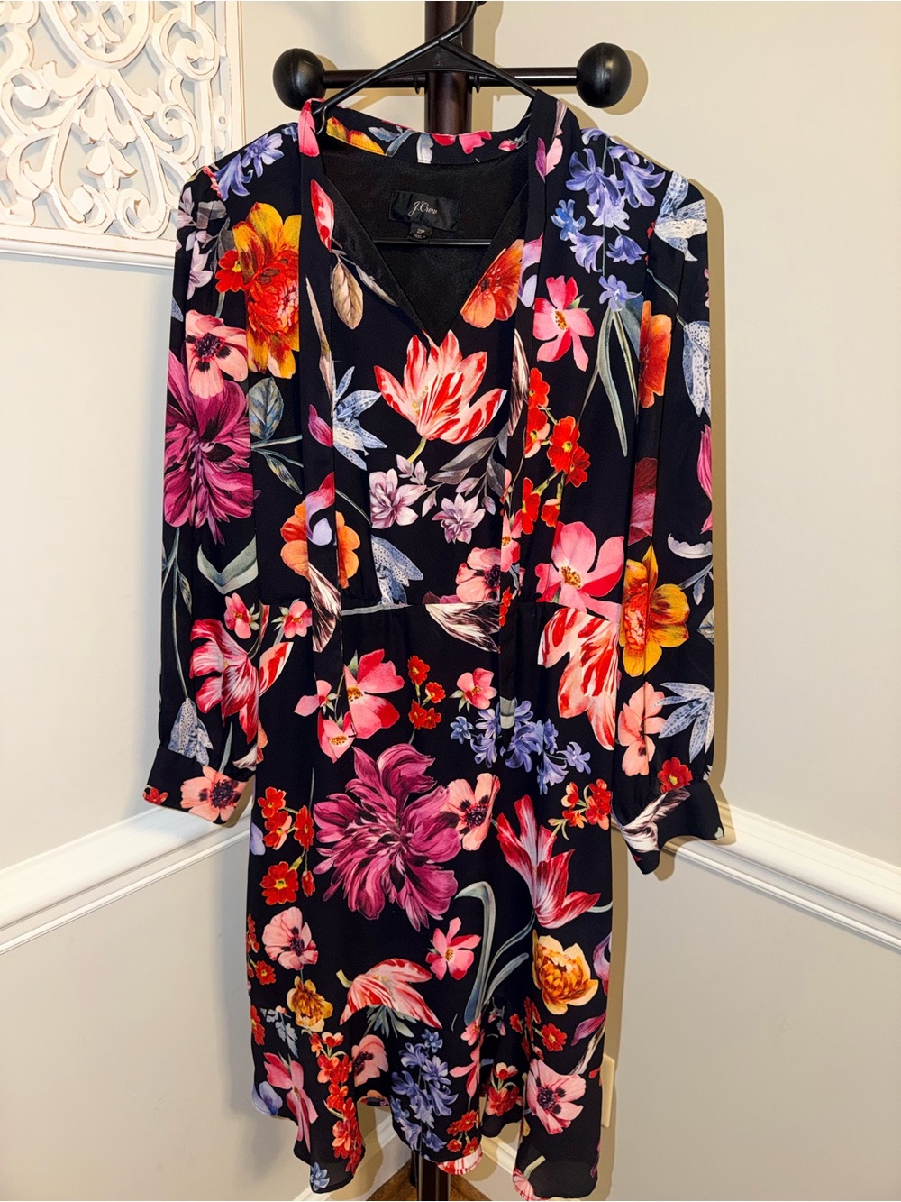 J.Crew Petite Floral Long Sleeve Dress – Size 2P